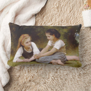 Les Noisettes: Young Girls Collecting Hazelnuts Lumbar Pillow