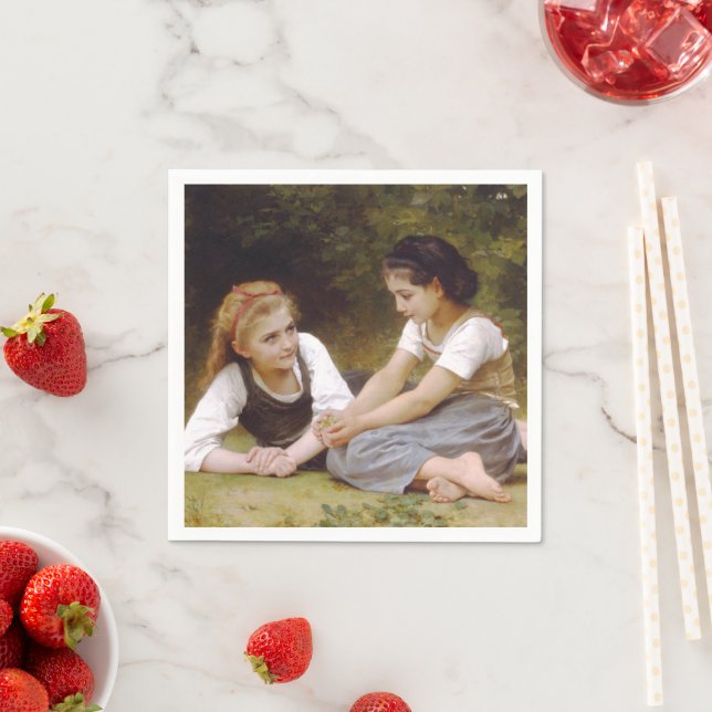 Les Noisettes: Young Girls Collecting Hazelnuts Napkin (Insitu)