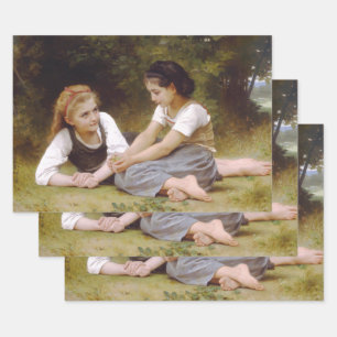 Les Noisettes: Young Girls Collecting Hazelnuts Wrapping Paper Sheet