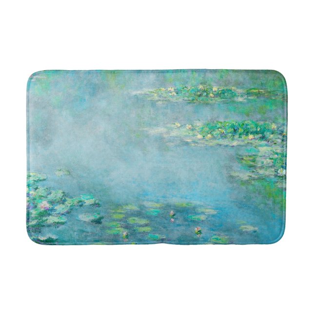 Les Nympheas Water Lilies Light Blue Fine Art Bath Mat (Front)