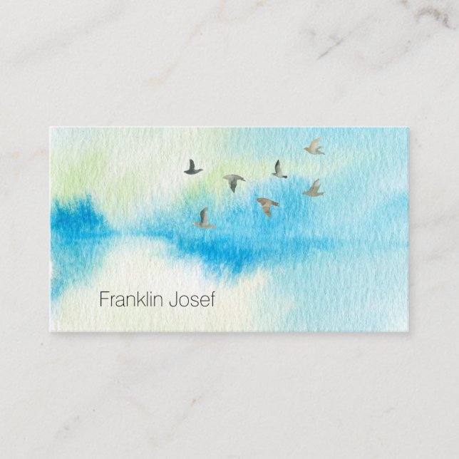 Les oiseaux d'aquarelle dans le ciel Carte de visi (Devant)
