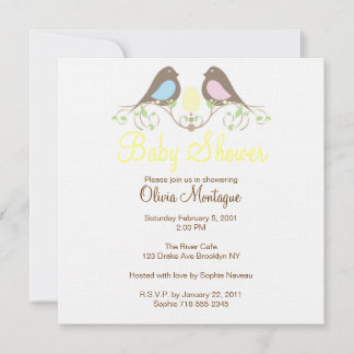 Les oiseaux et leur Baby shower de lil Invitation