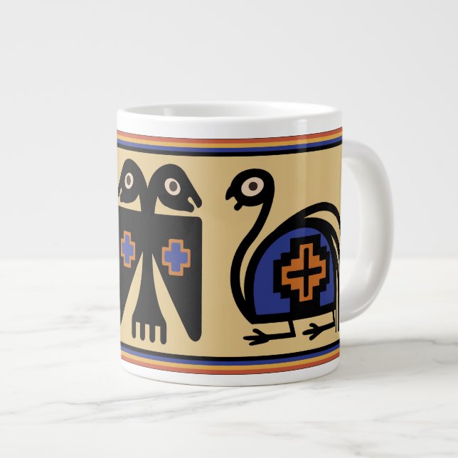 Les Oiseaux Tribaux Incas Péruviens Immense Mug De (Devant droit)