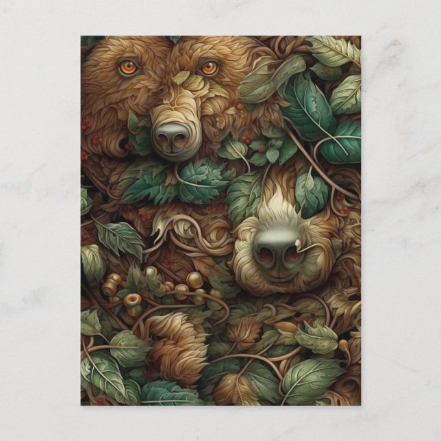 Les Ours Se Cachent Dans La Carte Postale De La Fo (Devant)