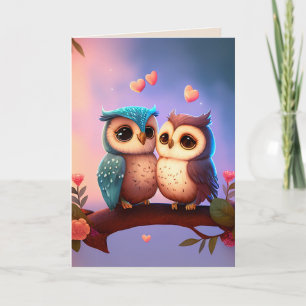 LES OWLS HEUREUX ANNIVERSAIRE SUEETHEART CARTE DE 