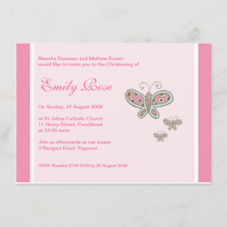 Les papillons Christening Invitations