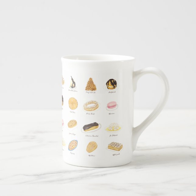 Les Pâtisserie Françaises watercolor Bone China Mug (Right)