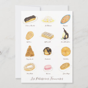 Les Pâtisserie Françaises watercolor Thank You Card