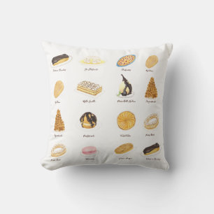Les Pâtisserie Françaises watercolor Throw Pillow