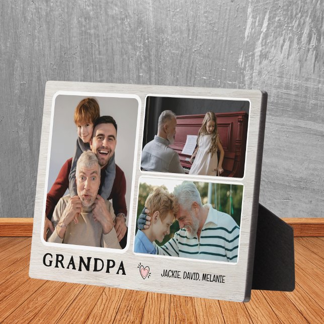 Les petits-enfants de grand-père : une plaque de c (Grandpa's Grandkids: A Photo Collage Plaque)