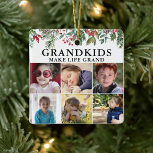 Les petits-enfants font la vie Grand Noël Ornement