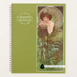 Les pierres précieuses de Mucha Emerald Green Plan