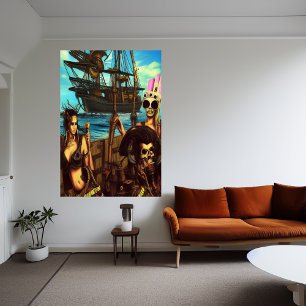 Les pirates sur la mer   AI Art Poster