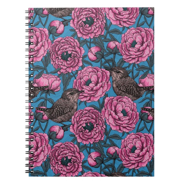 Les pivoines et les brindilles sur le carnet bleu (Devant)
