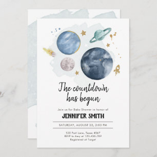 Les planètes spatiales Boy Baby shower Invitation