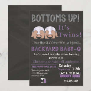 Les plus bas Twins Baby-Q Baby shower Invitation