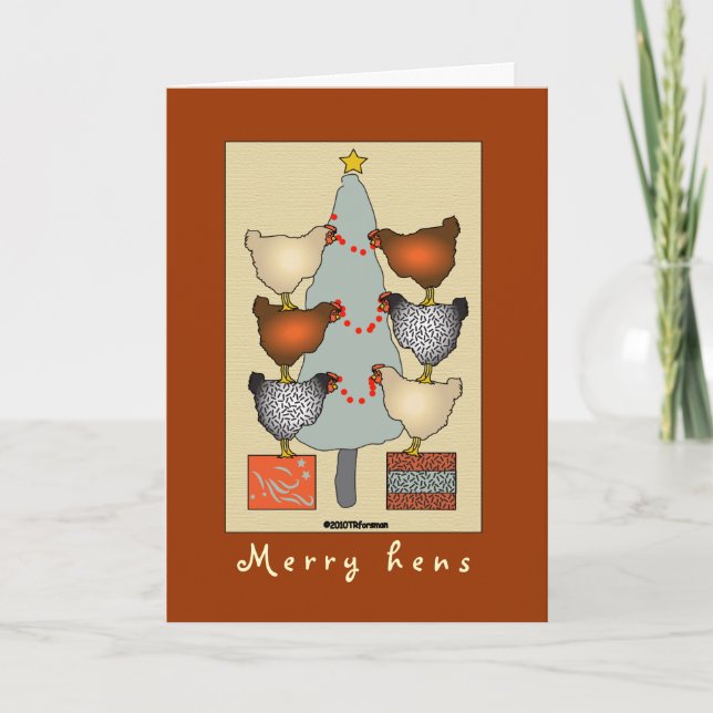 Les poules de Noël décorent l'arbre Carte (Devant)