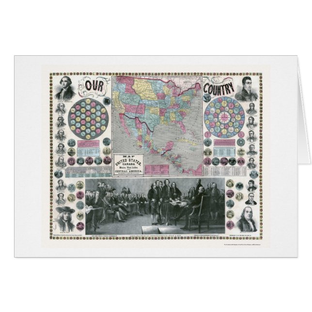Les Présidents Map - 1859 des Etats-Unis (Devant horizontal)