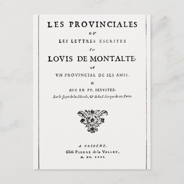 Les Provinciales' by Blaise Pascal Postcard (Front)