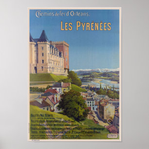 Les Pyrénées France Poster vintage 1899
