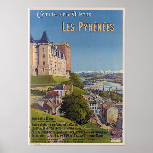 Les Pyrénées France Vintage Poster 1899 (Front)
