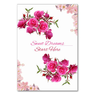 Les rêves doux commencent ici Carte de table Rose