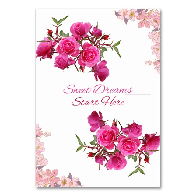 Les rêves doux commencent ici Carte de table Rose (Par défaut)