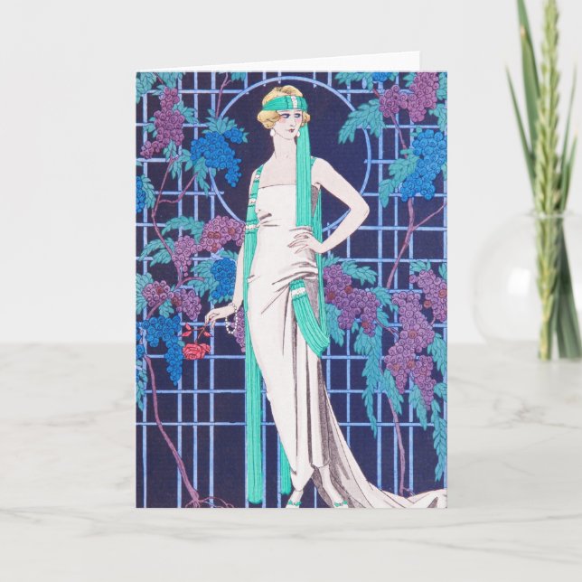 Les roses et la carte de voeux d'art déco de nuit (Devant)