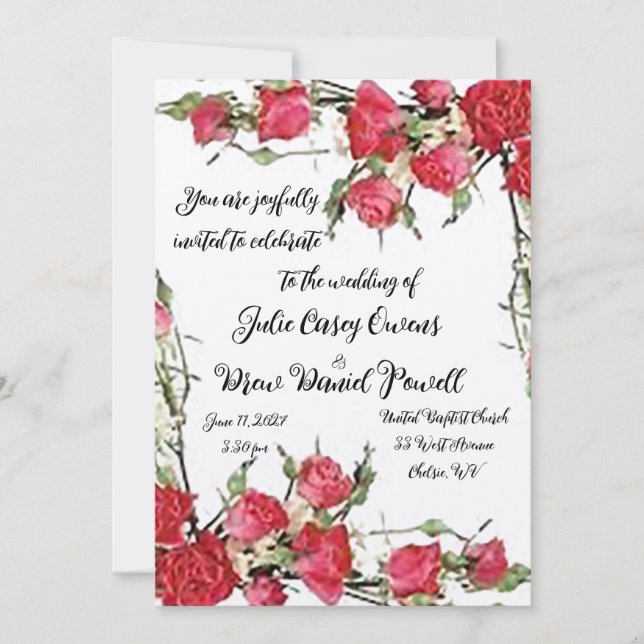 Les roses sont Faire-part de mariage rouges (Devant)