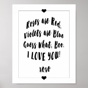 Les roses sont Poem Rouge personnalisable Poster