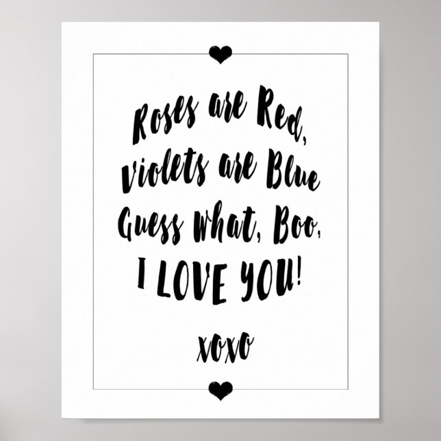 Les roses sont Poem Rouge personnalisable Poster (Devant)