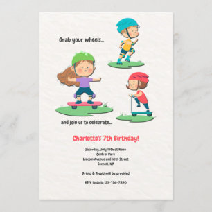 Les Roues d'un anniversaire amusant Invitations