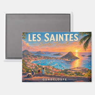 Les Saintes Guadeloupe Sunset Vintage Travel Postc Magnet