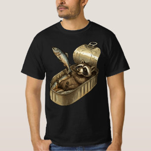 Les Sardines Raccoon Funny Tinned Fish Raccoon T-Shirt