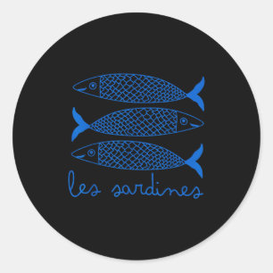 Les Sardines Tinned Fish Retro Graphic For Men Wom Classic Round Sticker