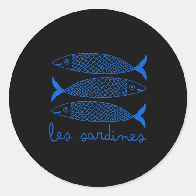 Les Sardines Tinned Fish Retro Graphic For Men Wom Classic Round Sticker (Front)
