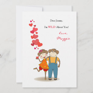 Les singes amoureux Carte Saint Valentin