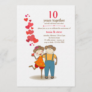 Les singes en amour Anniversaire Invitation