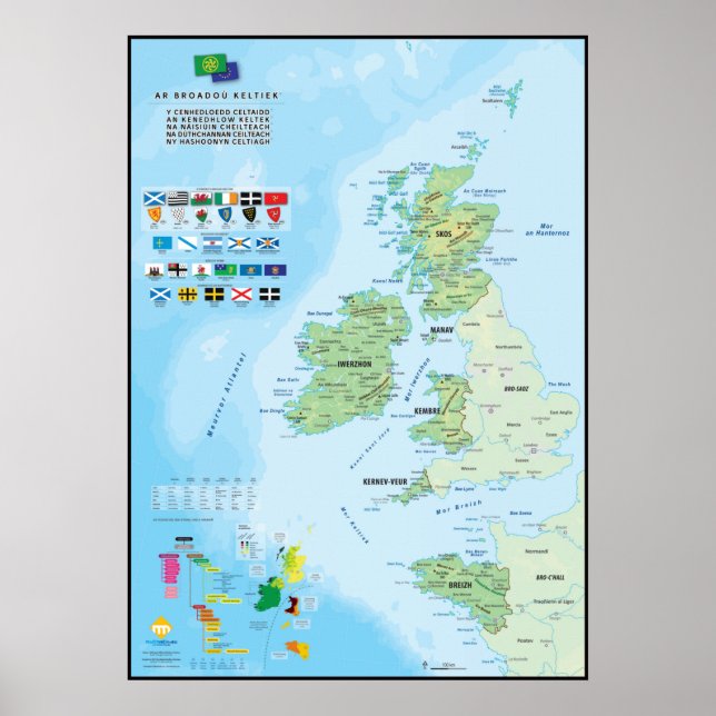 Les six nations celtiques : carte en breton poster (Front)