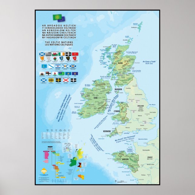 Les six nations celtiques carte multilingue poster (Front)