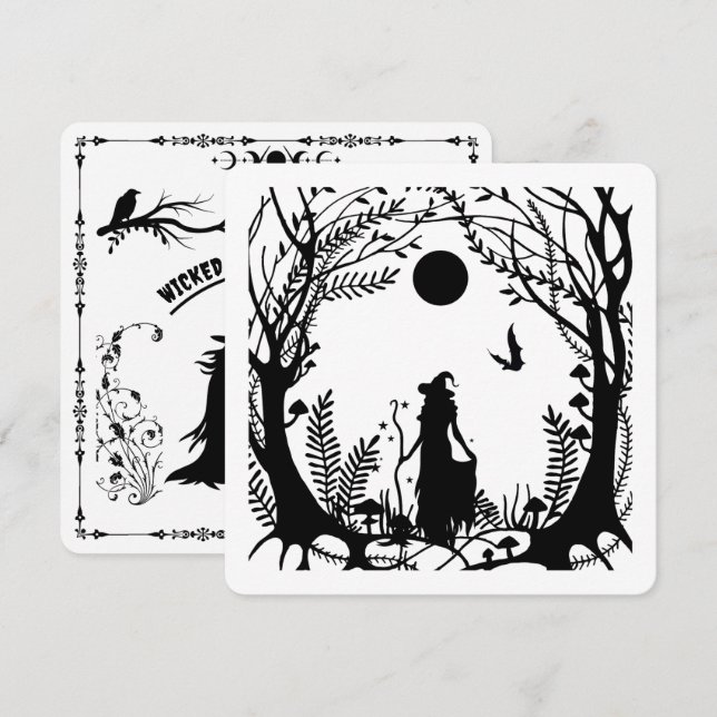 Les sorcières dans les Bois Invitation de la fête  (Devant / Derrière)