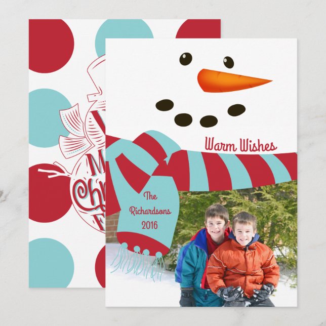 Les souhaits chauds, le Carte photo Snowman (Devant / Derrière)