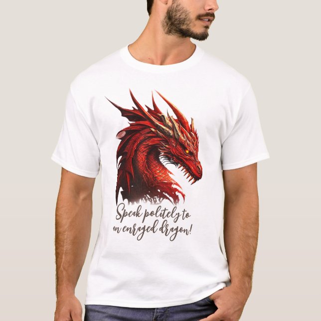 Les T-shirts de base pour hommes parlent de dragon (Devant)