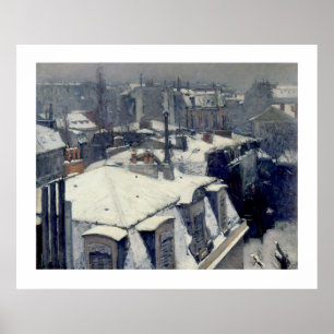 Les toits d'hiver Paris Caillebotte Poster