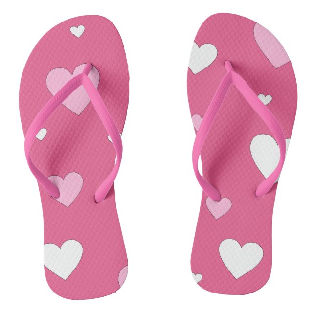 Les tongs d'amour du coeur rose et blanc (Semelle)