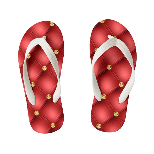 Les tongs de l'enfant rouge et or (Semelle)