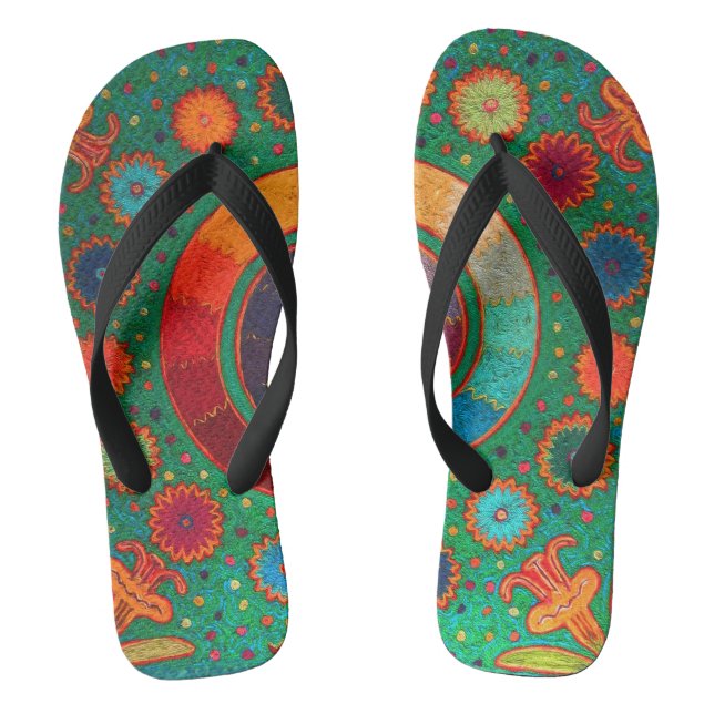 Les tongs de Shaman Huichol Serpent Du Mexique (Semelle)
