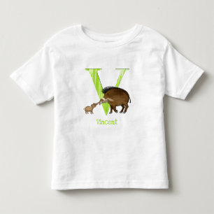Les Tous Petits L'animal ABC V est pour le T-shirt porcin de guerr