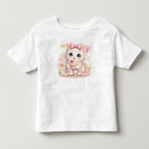 Les Tous Petits – T-shirt graphique rose kawaii chat pour filles e