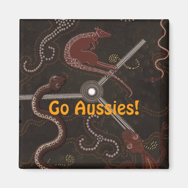"Les traces d'animaux" Magnets d'art autochtones a (Devant)
